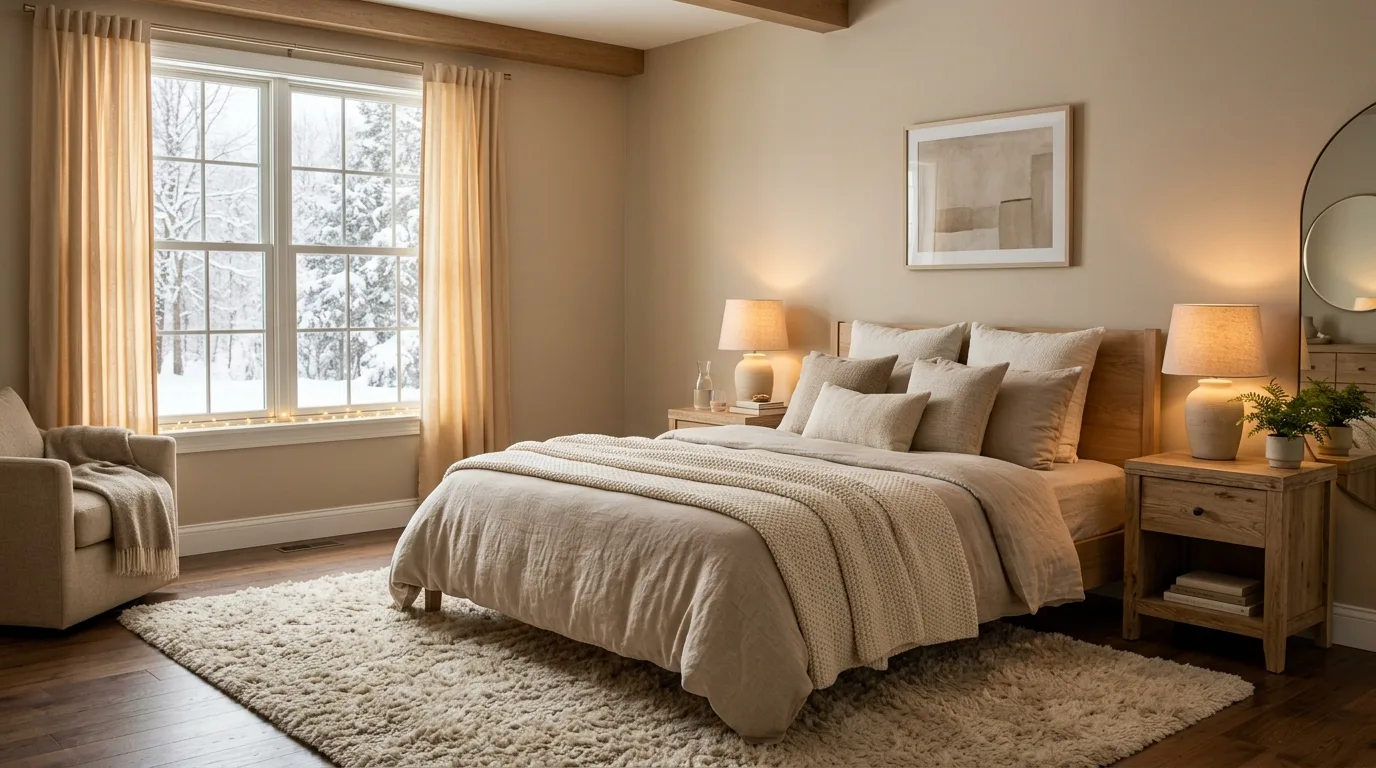 Keep nightstands styled with only a few cozy essentials inspiration for a winter bedroom.